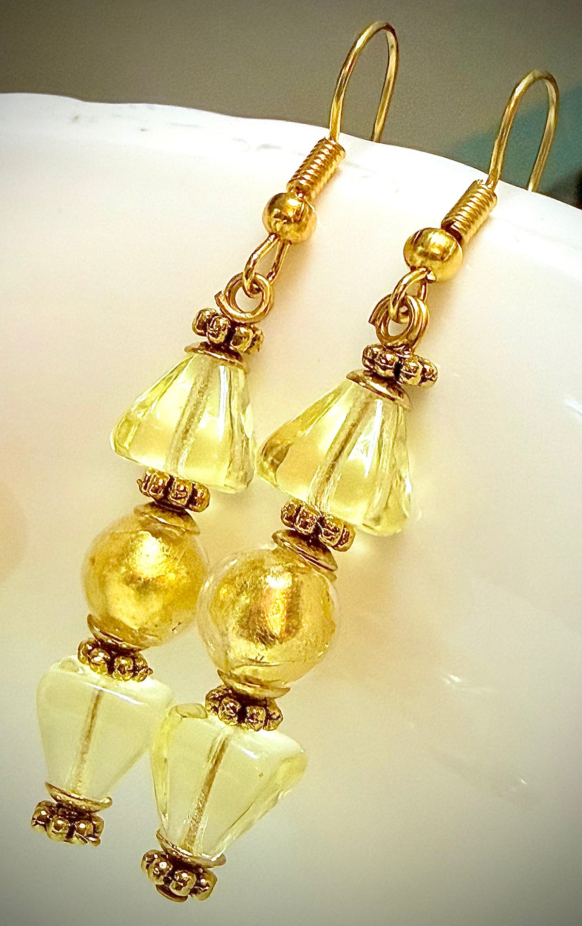 Your Choice of Vintage Gold Foil 925 Vermeil Dangle Earrings