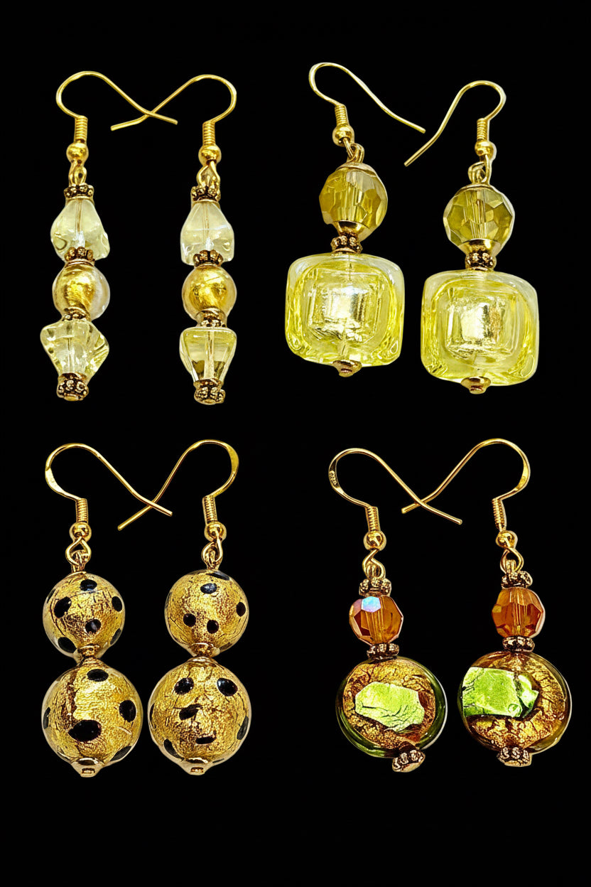 Your Choice of Vintage Gold Foil 925 Vermeil Dangle Earrings