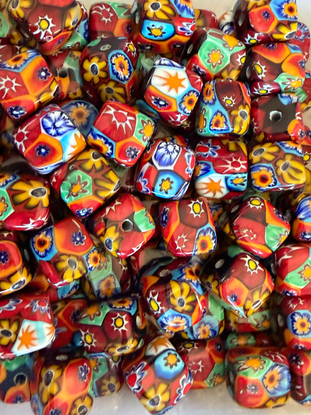 RARE Ercole Moretti Chunky Cube Millefiori Bead