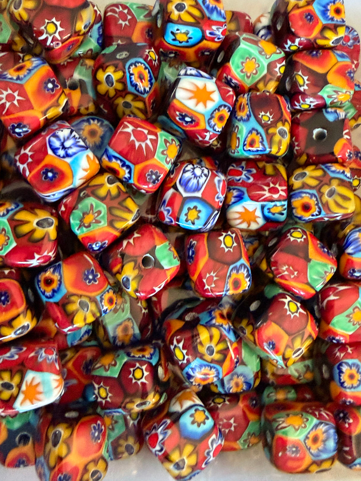 RARE Ercole Moretti Chunky Cube Millefiori Bead