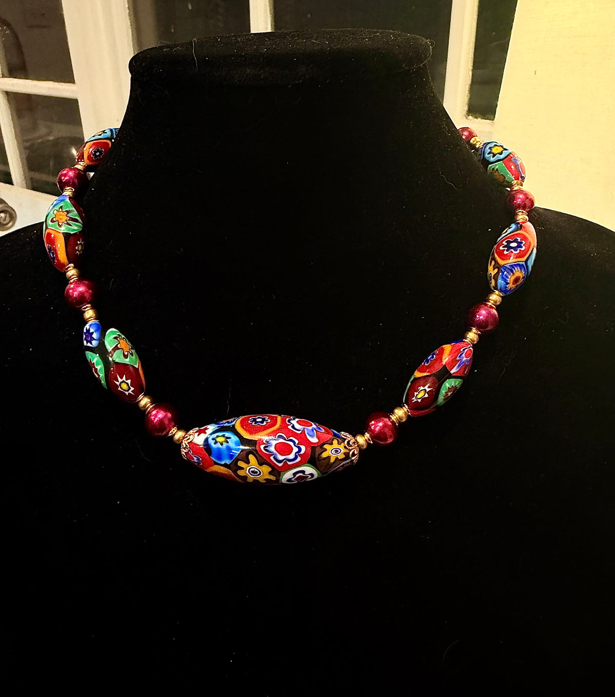 Rosario Leonardi Red Themed Necklace Red Freshwater Pearls