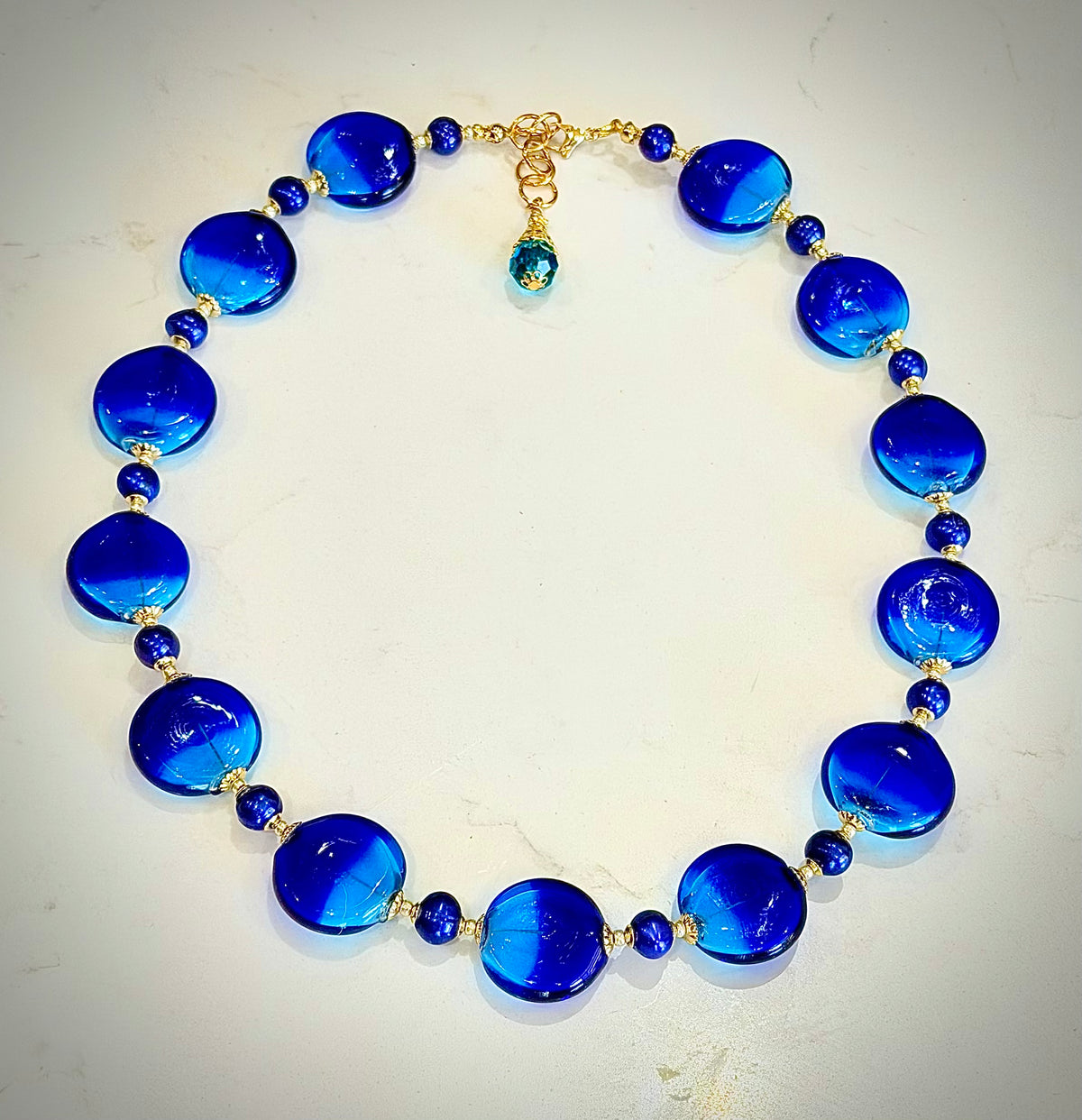 One Of A Kind Rosario Leonardi Vintage Blown Murano Glass Necklace & Earring Set