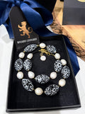 Rosario Leonardi White Freshwater Pearls With Moretti White & Black Beaded Necklace
