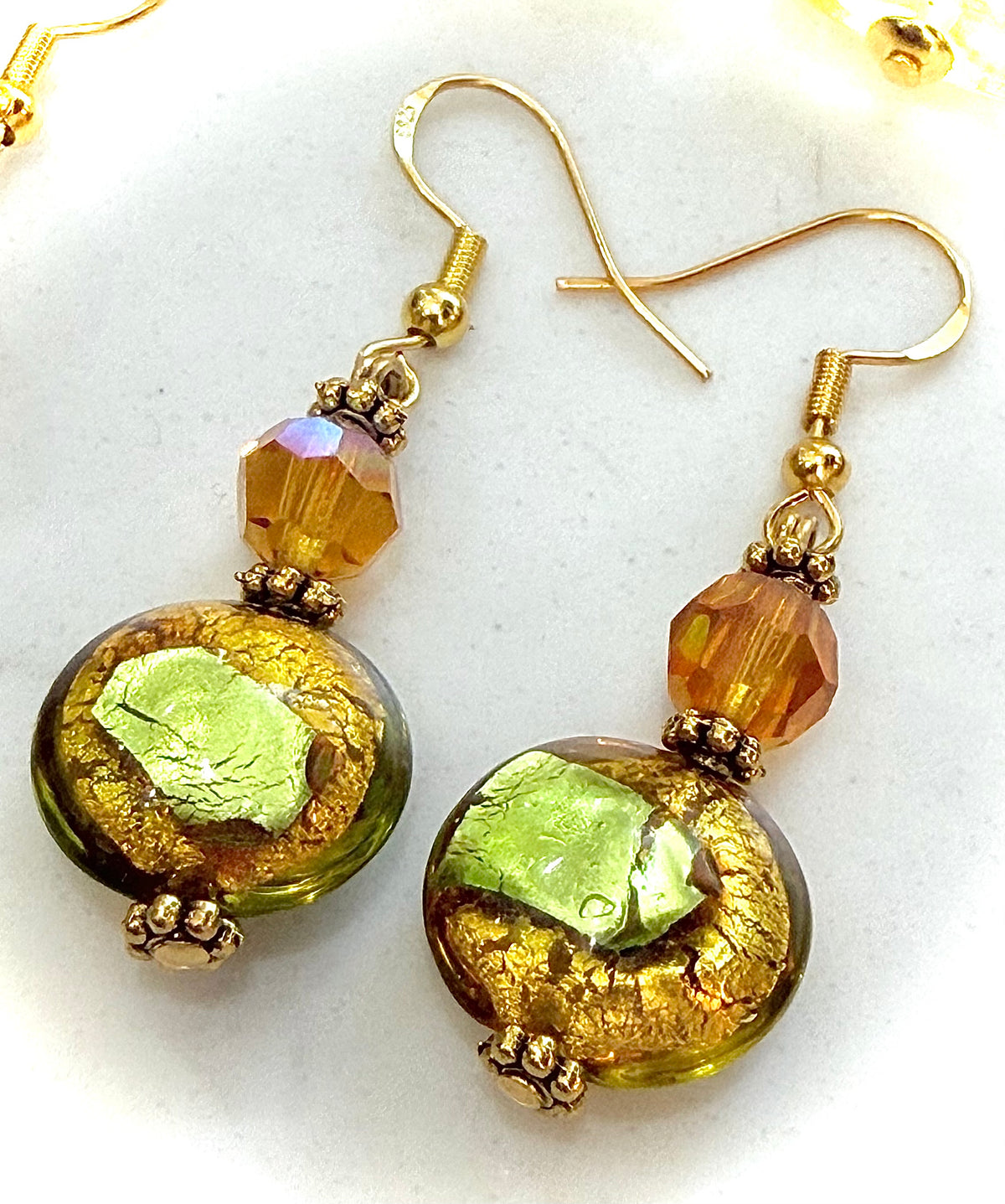 Your Choice of Vintage Gold Foil 925 Vermeil Dangle Earrings