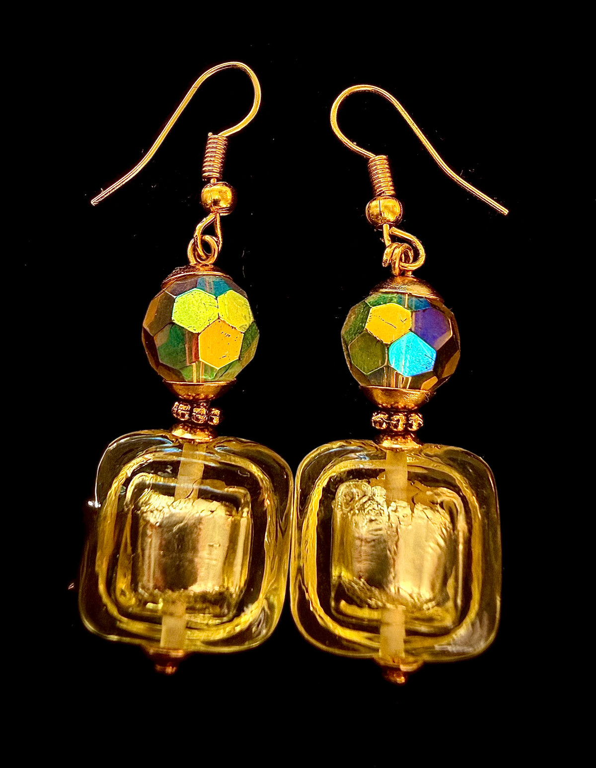 Your Choice of Vintage Gold Foil 925 Vermeil Dangle Earrings
