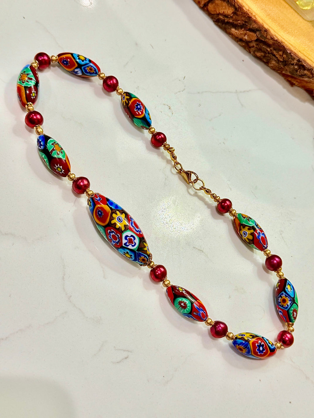Rosario Leonardi Red Themed Necklace Red Freshwater Pearls