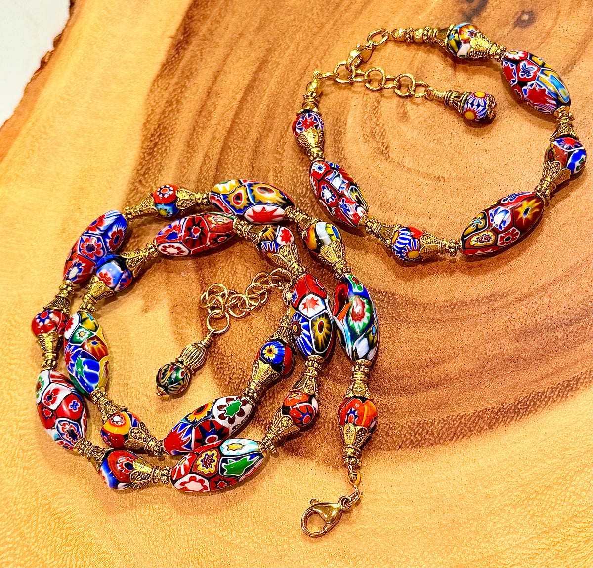 Vintage Ercole Moretti Ovals Beaded Necklace -One Of a Kind