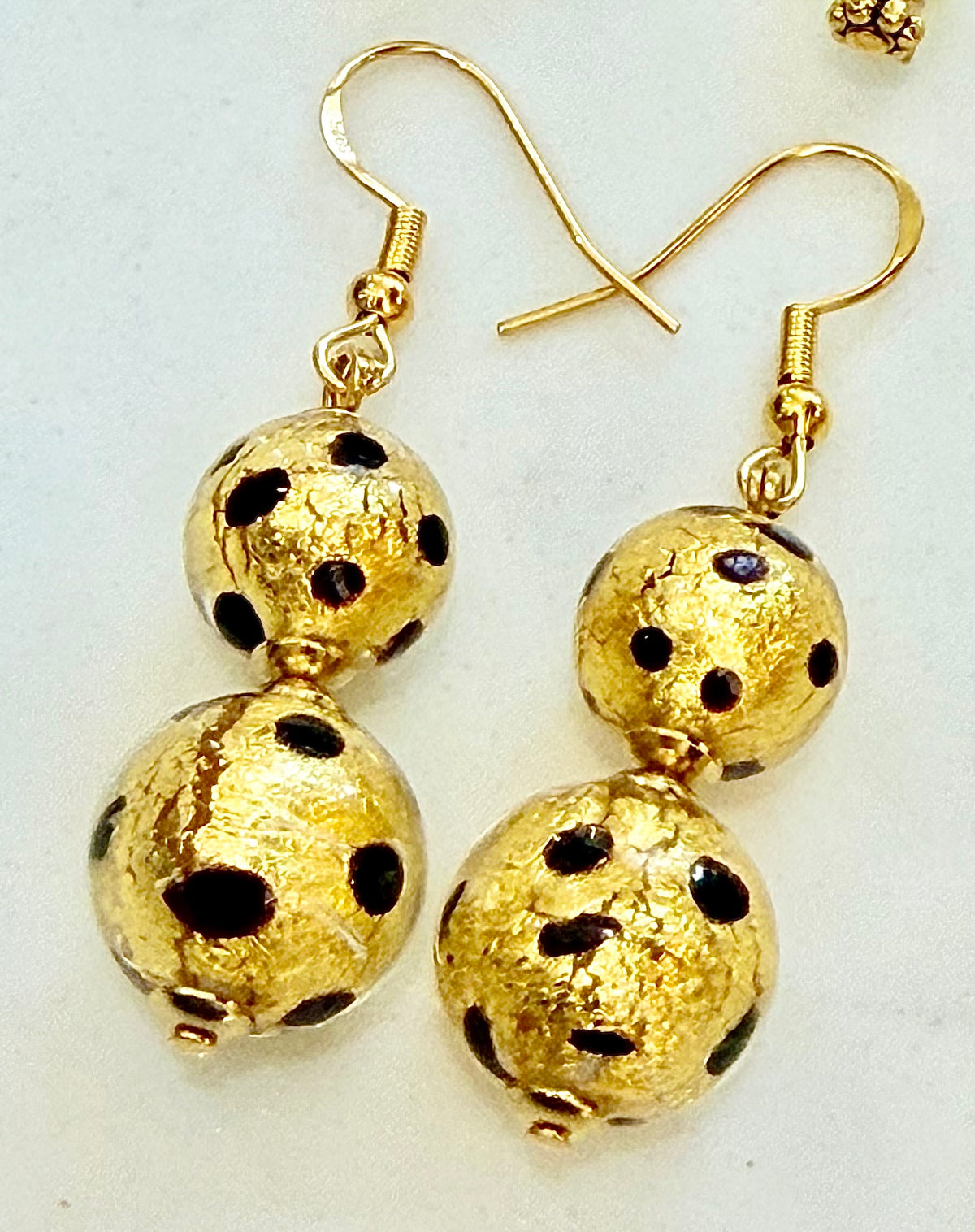 Your Choice of Vintage Gold Foil 925 Vermeil Dangle Earrings