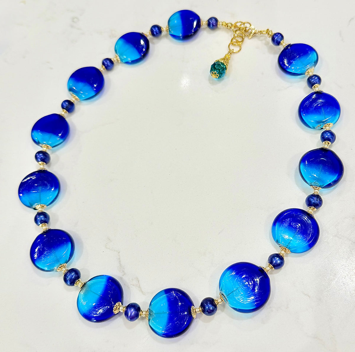 One Of A Kind Rosario Leonardi Vintage Blown Murano Glass Necklace & Earring Set