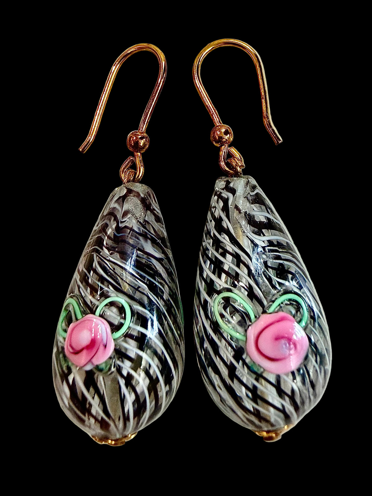 Vintage Murano Millefiori Large Teardrop Hooks