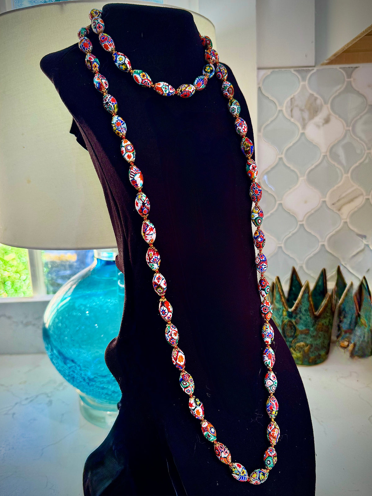 Extra Long 47” Ercole Moretti Necklace in Excellent Vintage Condition