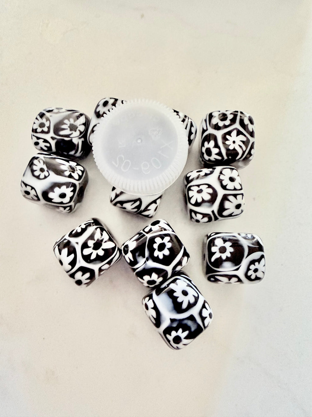 RARE Ercole Moretti Chunky Cube Millefiori Black & White Bead