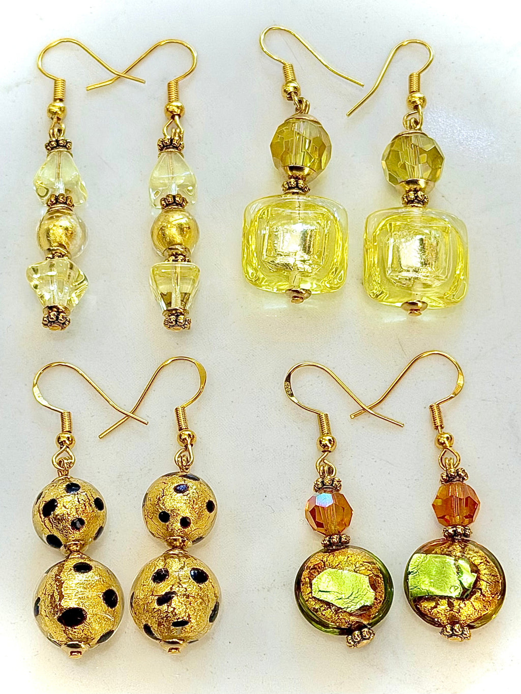 Your Choice of Vintage Gold Foil 925 Vermeil Dangle Earrings