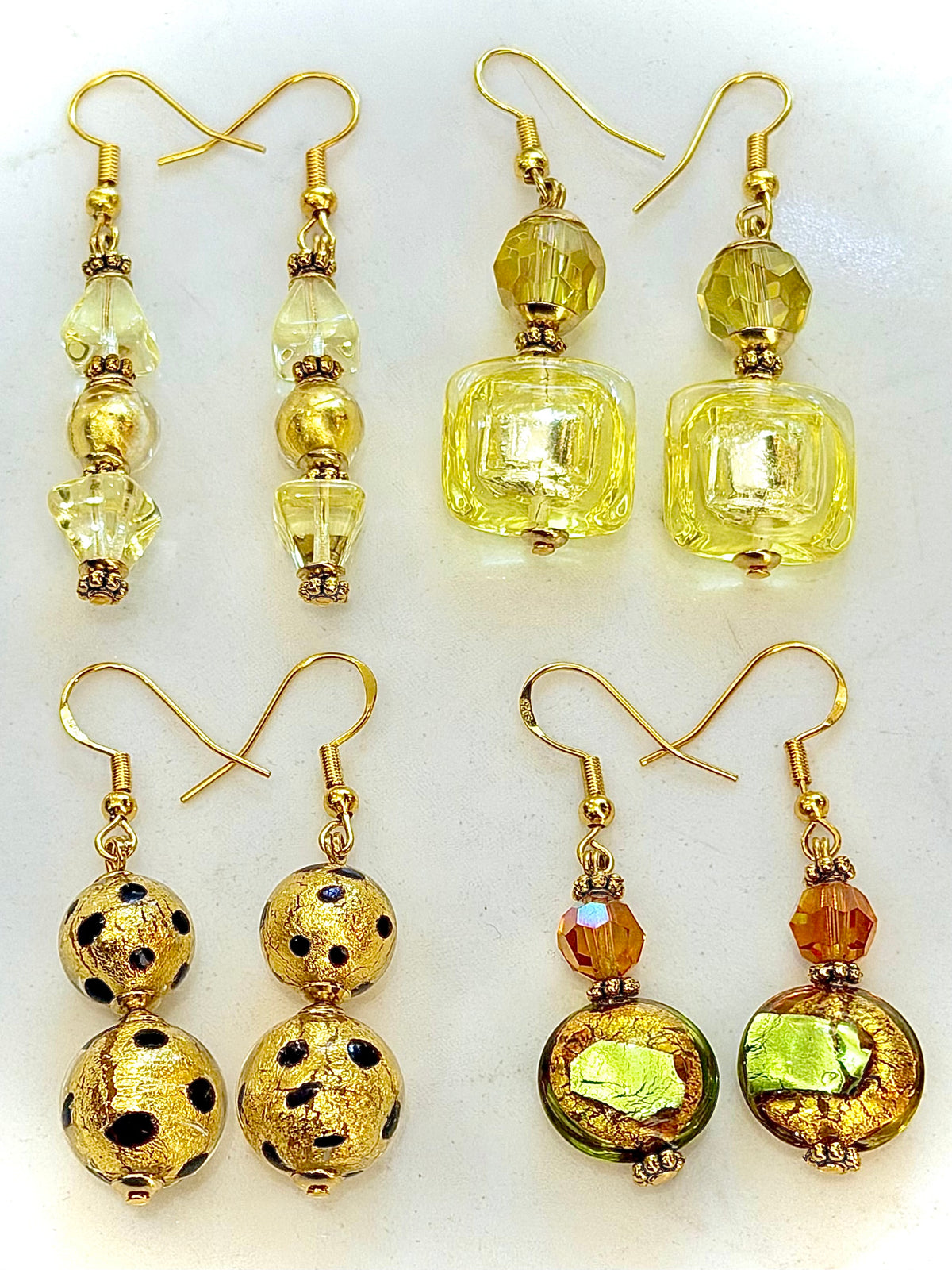 Your Choice of Vintage Gold Foil 925 Vermeil Dangle Earrings
