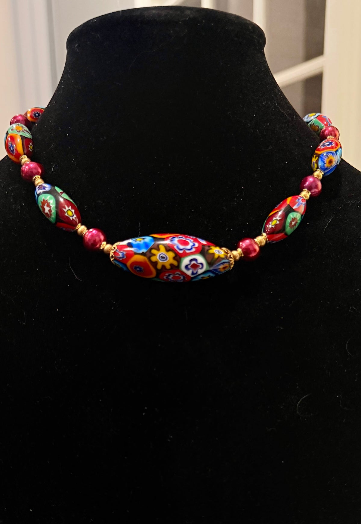 Rosario Leonardi Red Themed Necklace Red Freshwater Pearls