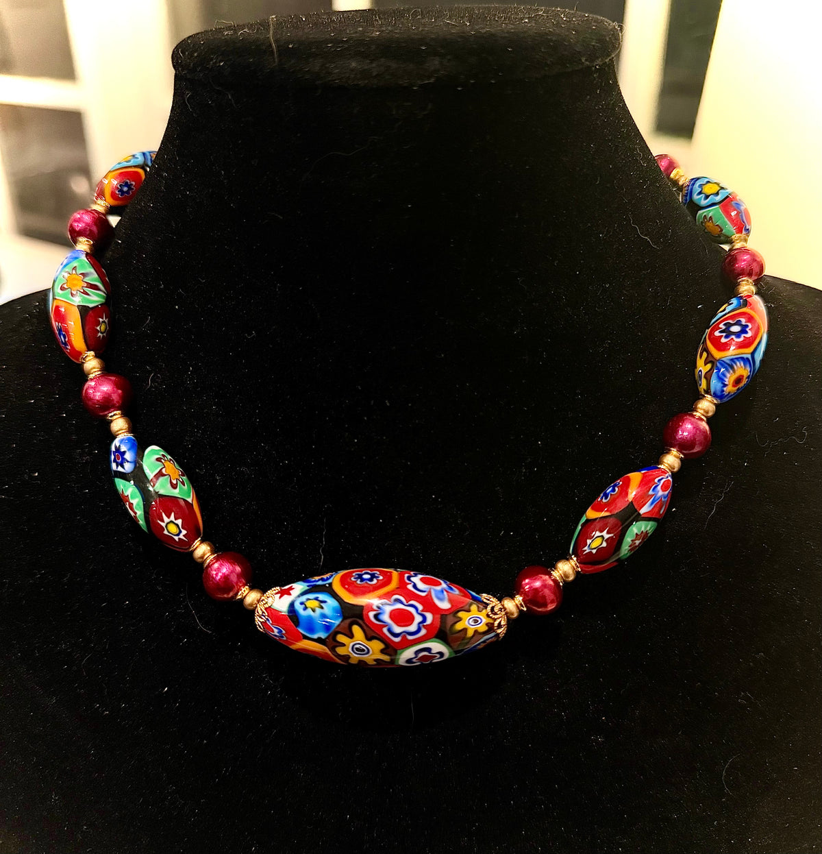 Rosario Leonardi Red Themed Necklace Red Freshwater Pearls