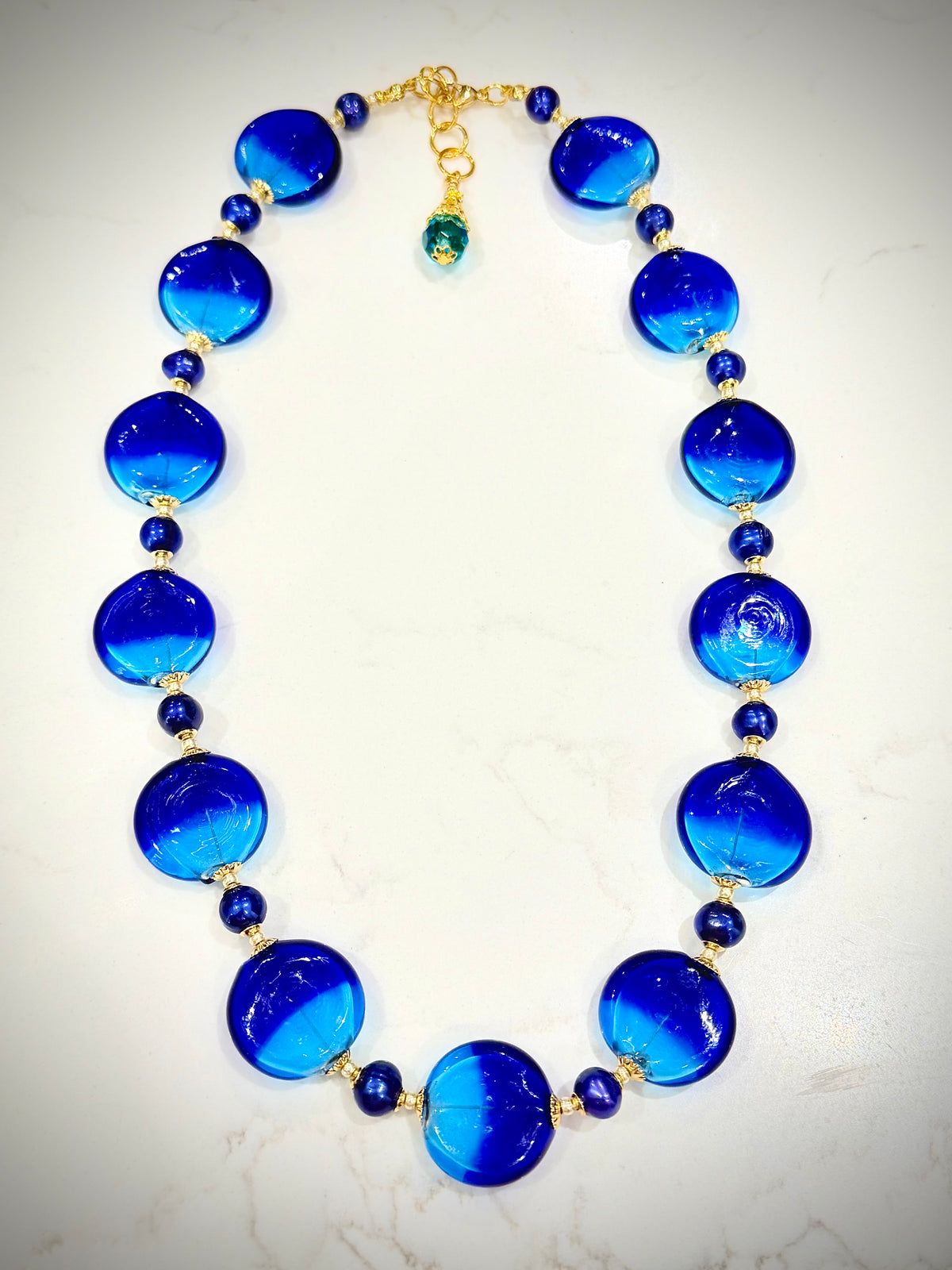 One Of A Kind Rosario Leonardi Vintage Blown Murano Glass Necklace & Earring Set