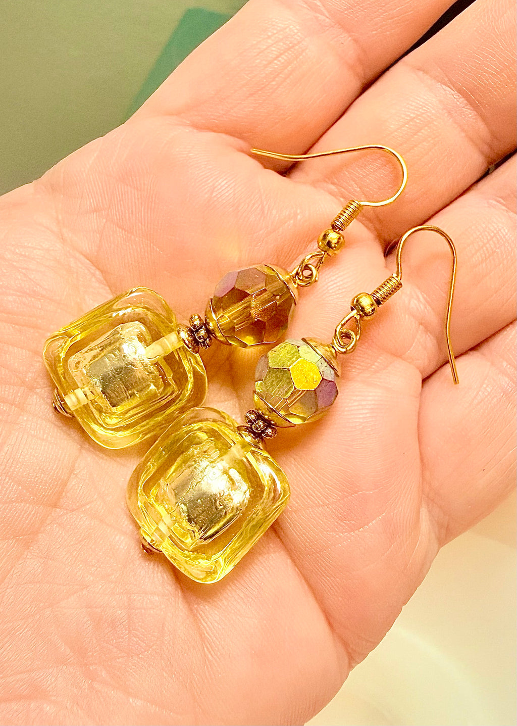 Your Choice of Vintage Gold Foil 925 Vermeil Dangle Earrings