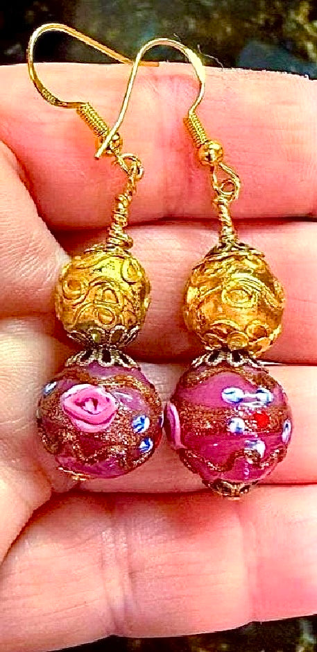 Your Choice of Three pairs of Vintage Murano Glass Wedding Cake Earrings