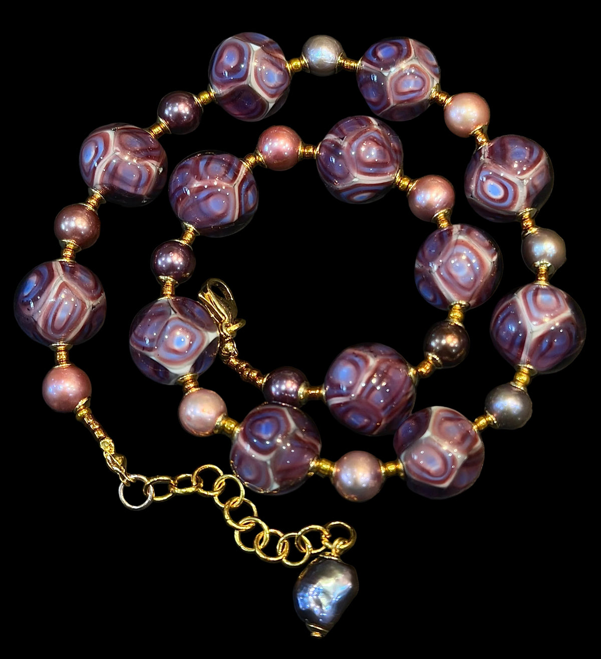 Rosario Leonardi Purple Choker & Earring Set Featuring Ercole Moretti & Vintage Foil Beads