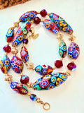 Rosario Leonardi Red Themed Necklace Featuring 12k GF Lantern Beads, Red A/B Vintage Swarovski Crystals & Exclusive Custom Beads Made just for our shop