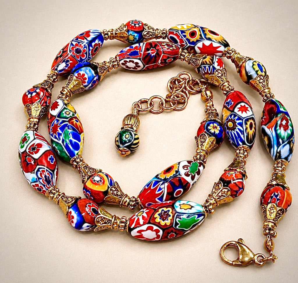 Vintage Ercole Moretti Ovals Beaded Necklace -One Of a Kind
