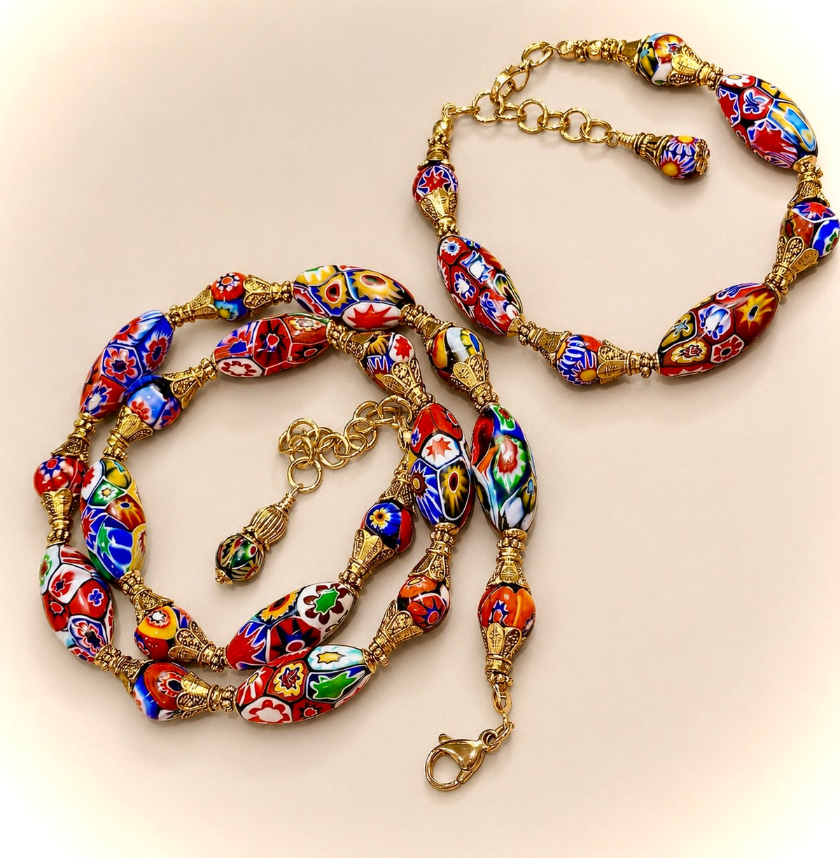 Vintage Ercole Moretti Ovals Beaded Necklace -One Of a Kind