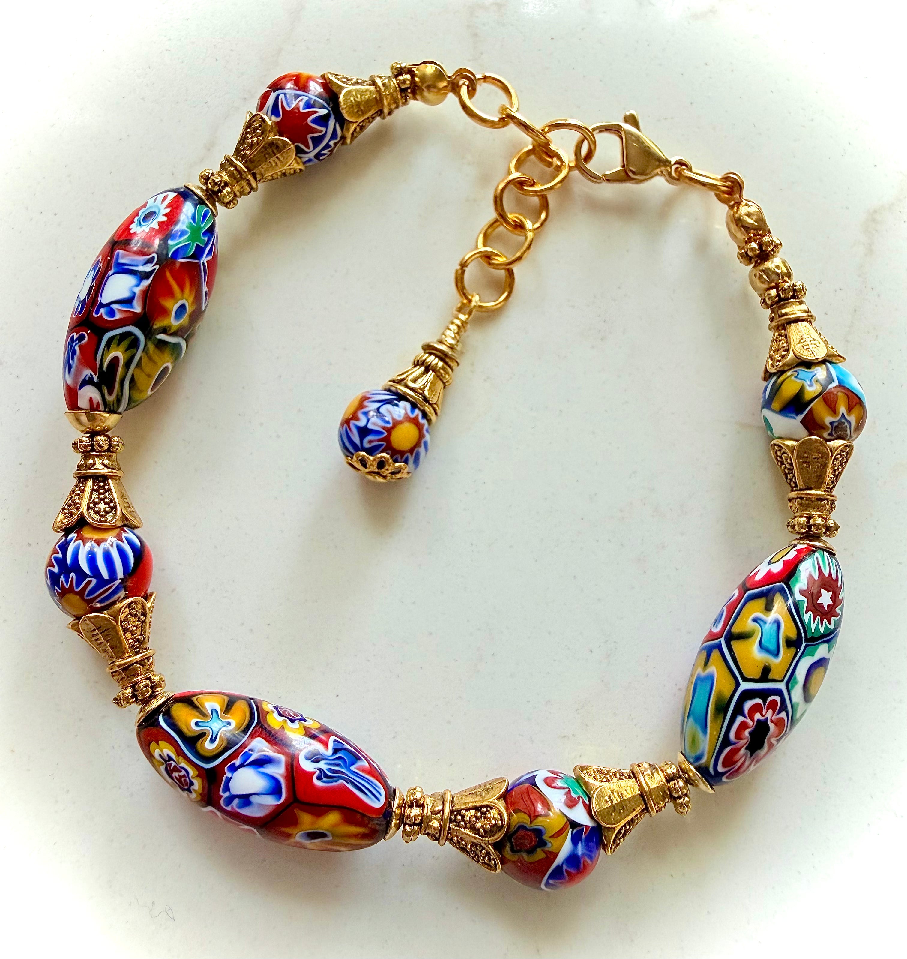 Vintage Ercole Moretti Ovals Beaded Bracelet-One Of a Kind