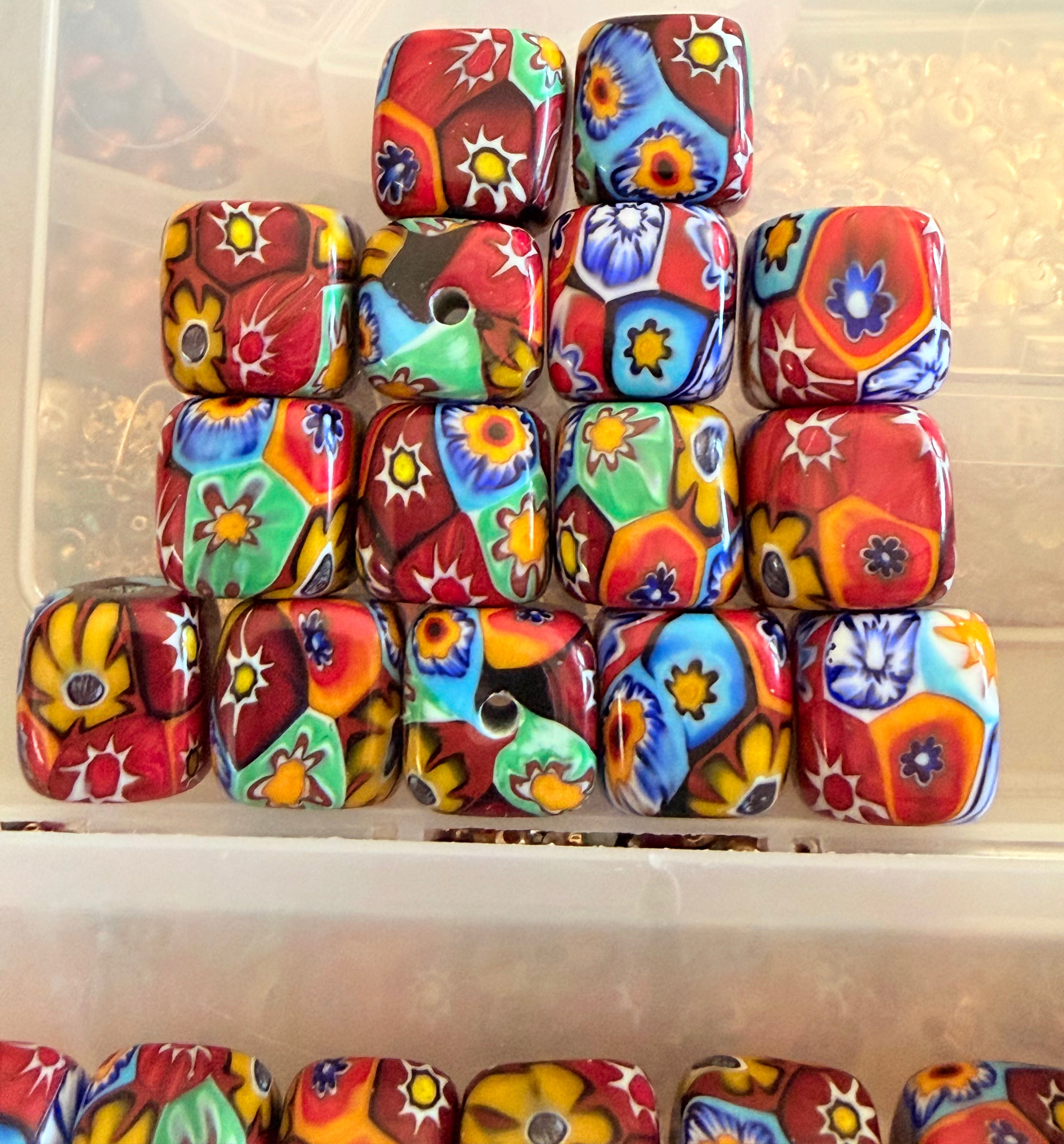 RARE Ercole Moretti Chunky Cube Millefiori Bead