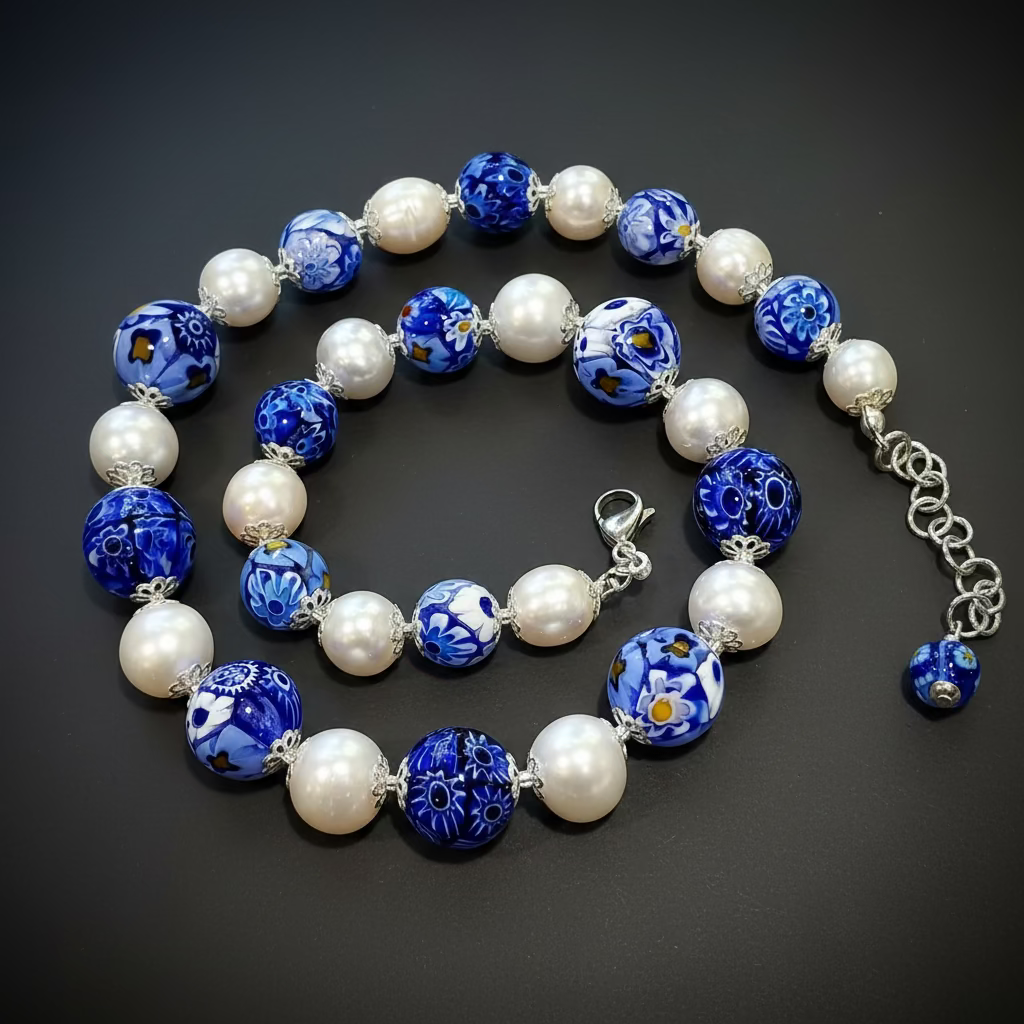 Rosario Leonardi Large Freshwater Paired With A Variety of Ercole Moretti Round Beads