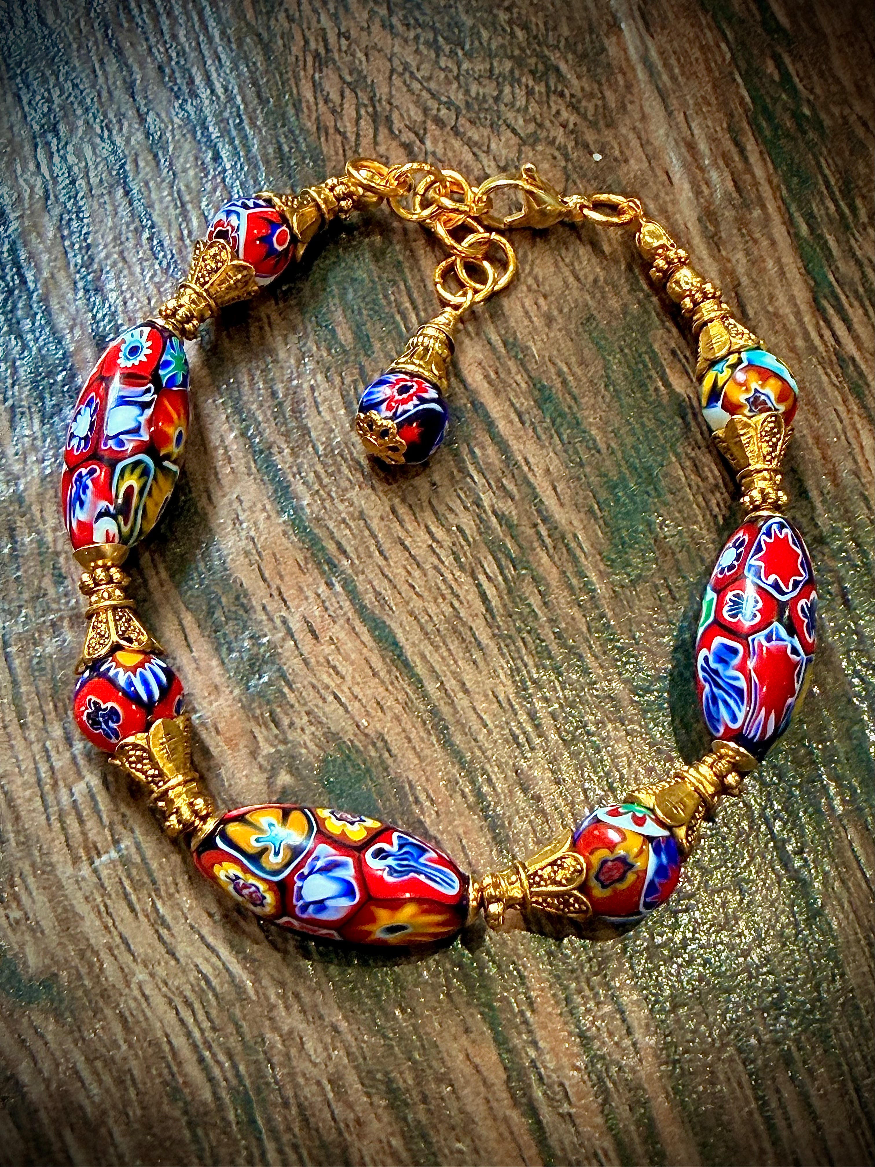 Vintage Ercole Moretti Ovals Beaded Bracelet-One Of a Kind