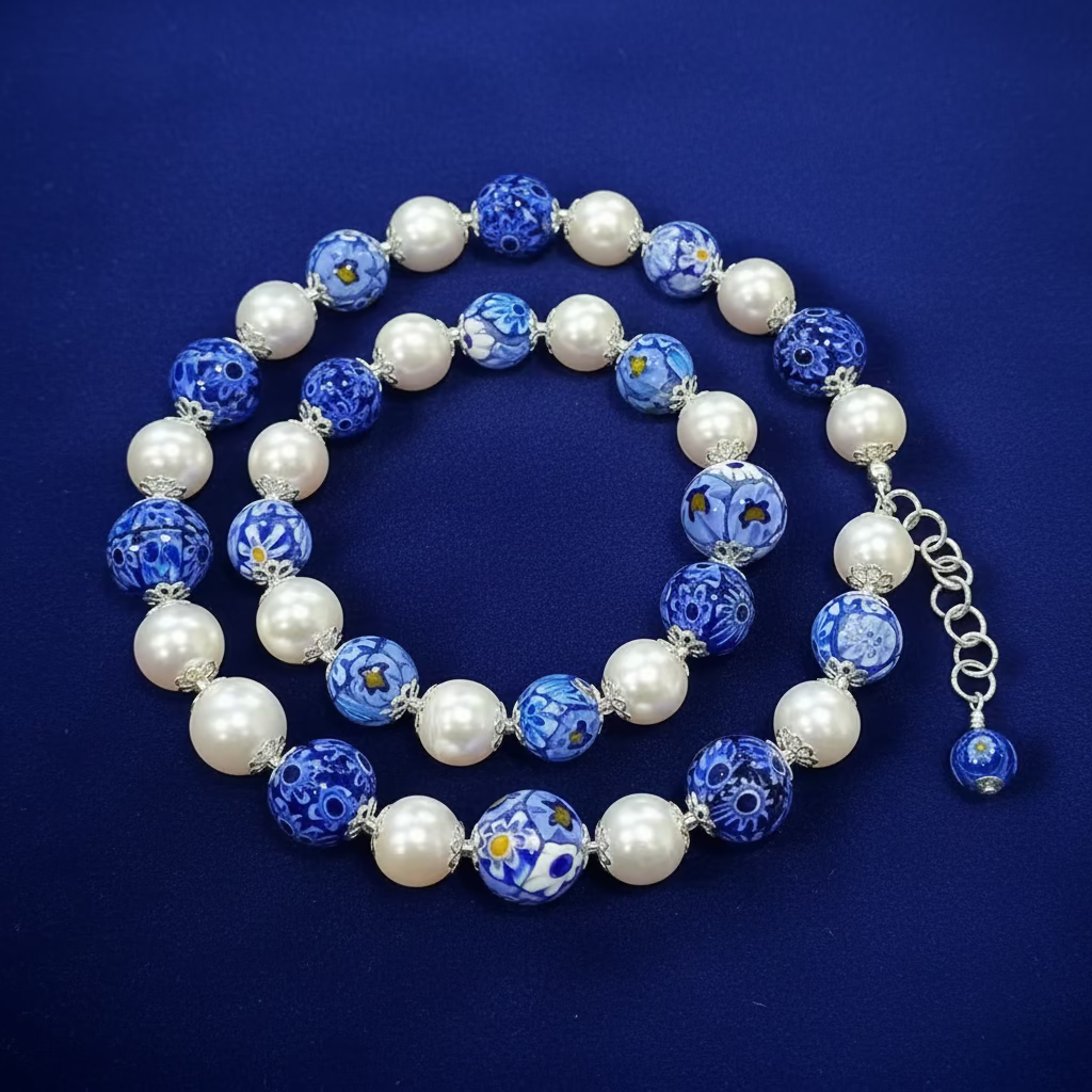 Rosario Leonardi Large Freshwater Paired With A Variety of Ercole Moretti Round Beads