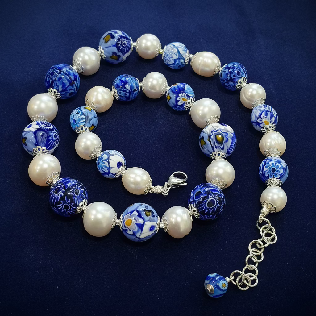 Rosario Leonardi Large Freshwater Paired With A Variety of Ercole Moretti Round Beads