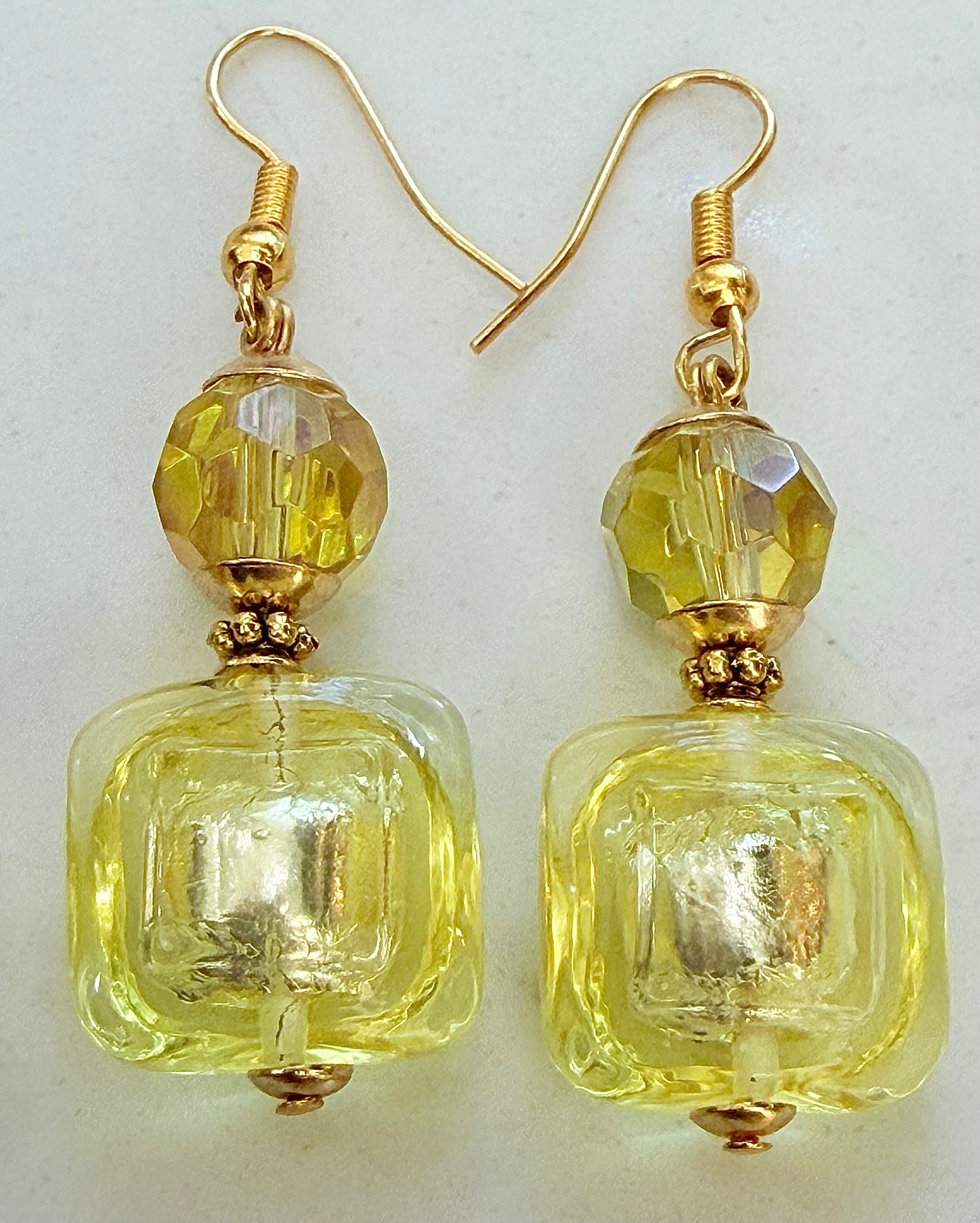 Your Choice of Vintage Gold Foil 925 Vermeil Dangle Earrings
