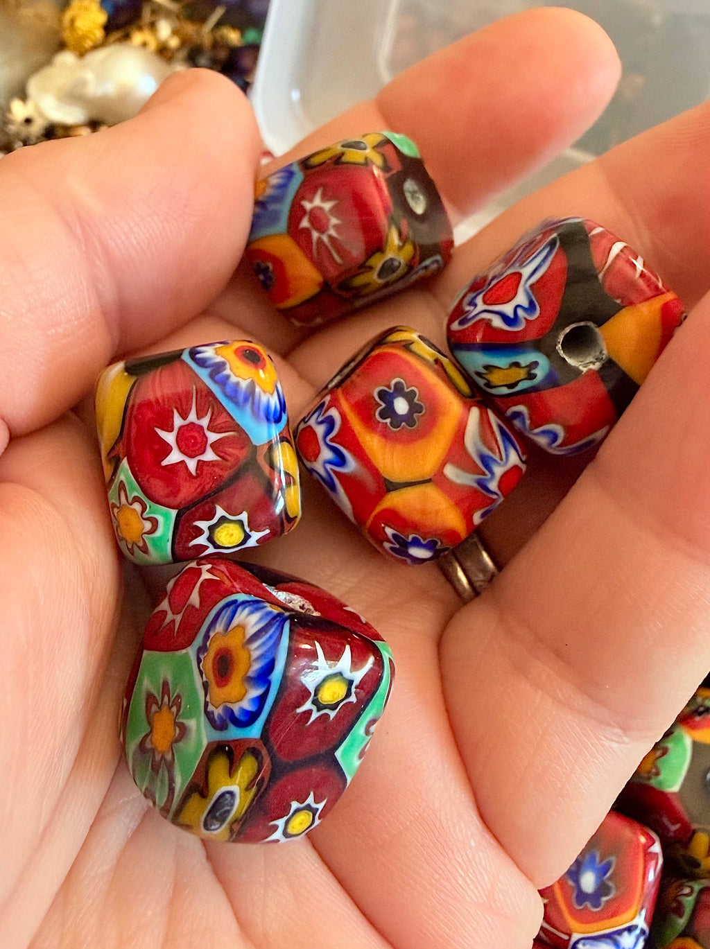 RARE Ercole Moretti Chunky Cube Millefiori Bead