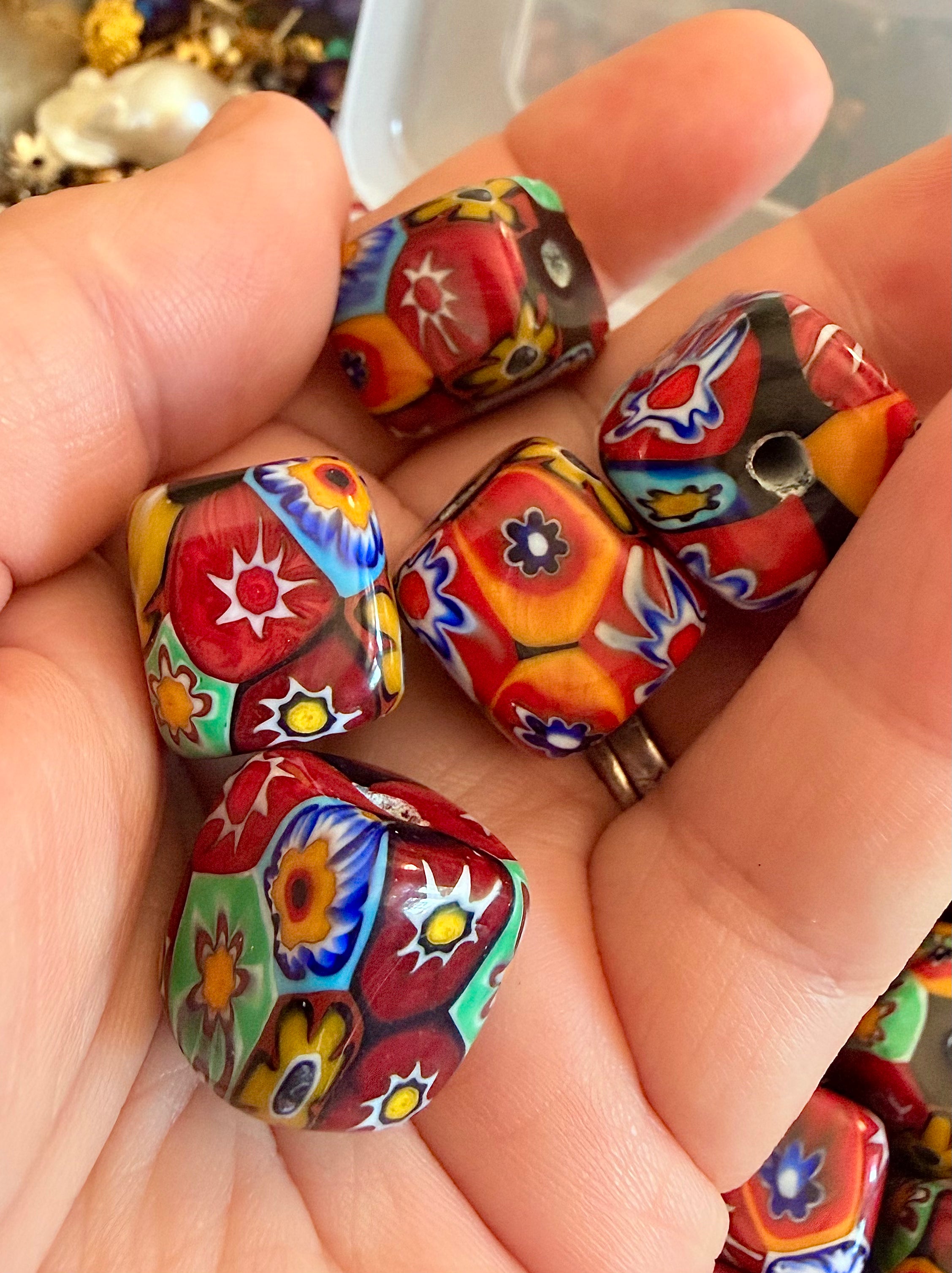 RARE Ercole Moretti Chunky Cube Millefiori Bead