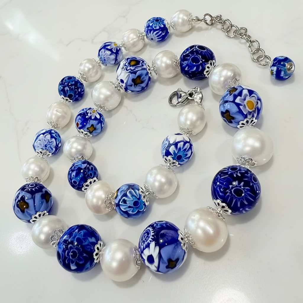 Rosario Leonardi Large Freshwater Paired With A Variety of Ercole Moretti Round Beads