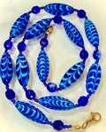 Vintage Murano Millefiori Cobalt Blue Torpedo Beaded Necklace