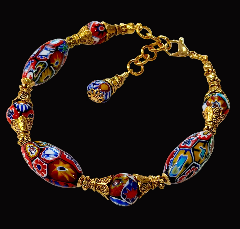 Vintage Ercole Moretti Ovals Beaded Bracelet-One Of a Kind