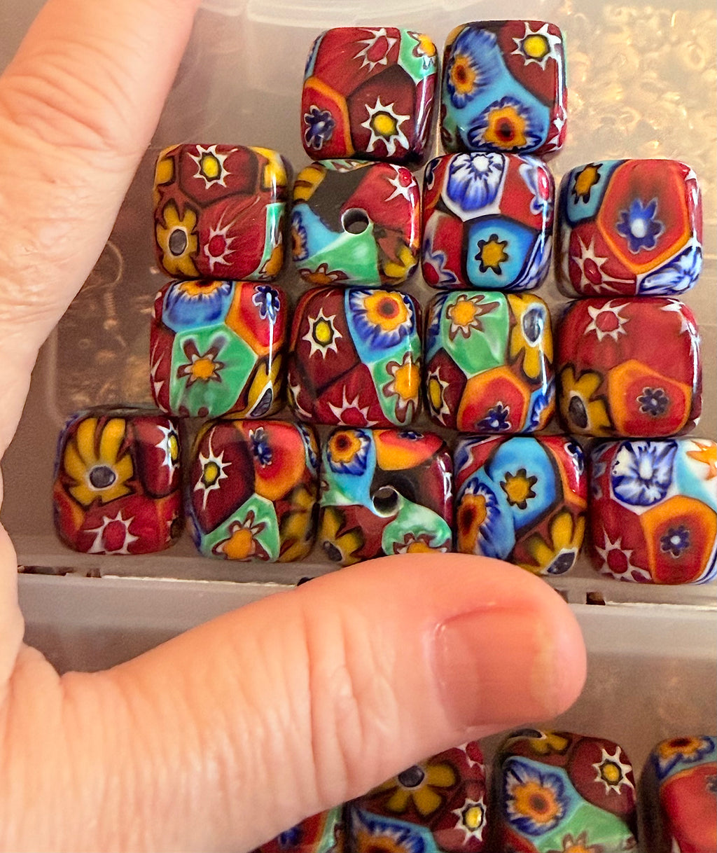 RARE Ercole Moretti Chunky Cube Millefiori Bead