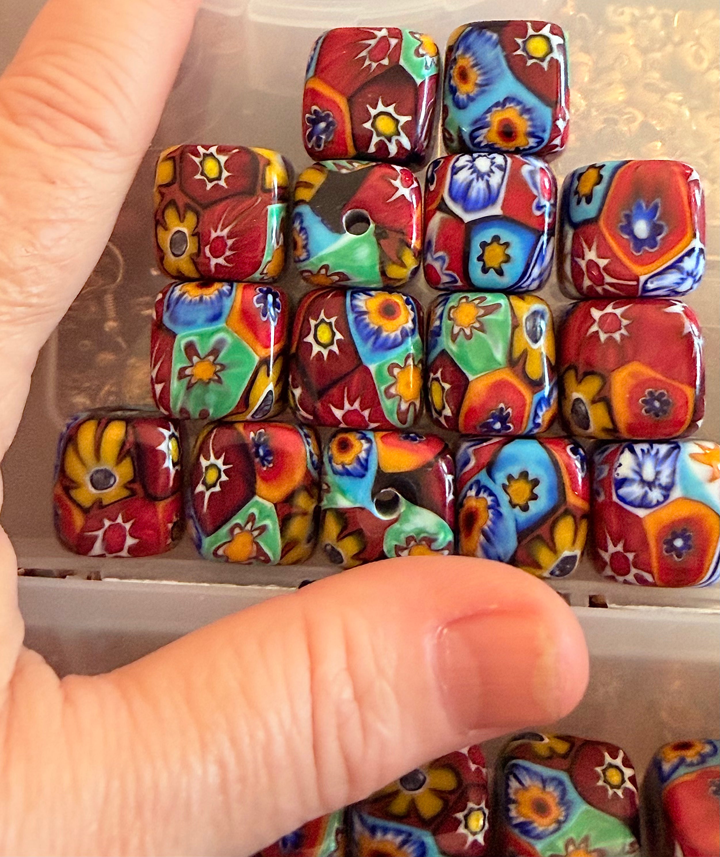 RARE Ercole Moretti Chunky Cube Millefiori Bead