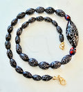 1920s Vintage Black & White 20” Necklace Featuring E. Moretti Beads