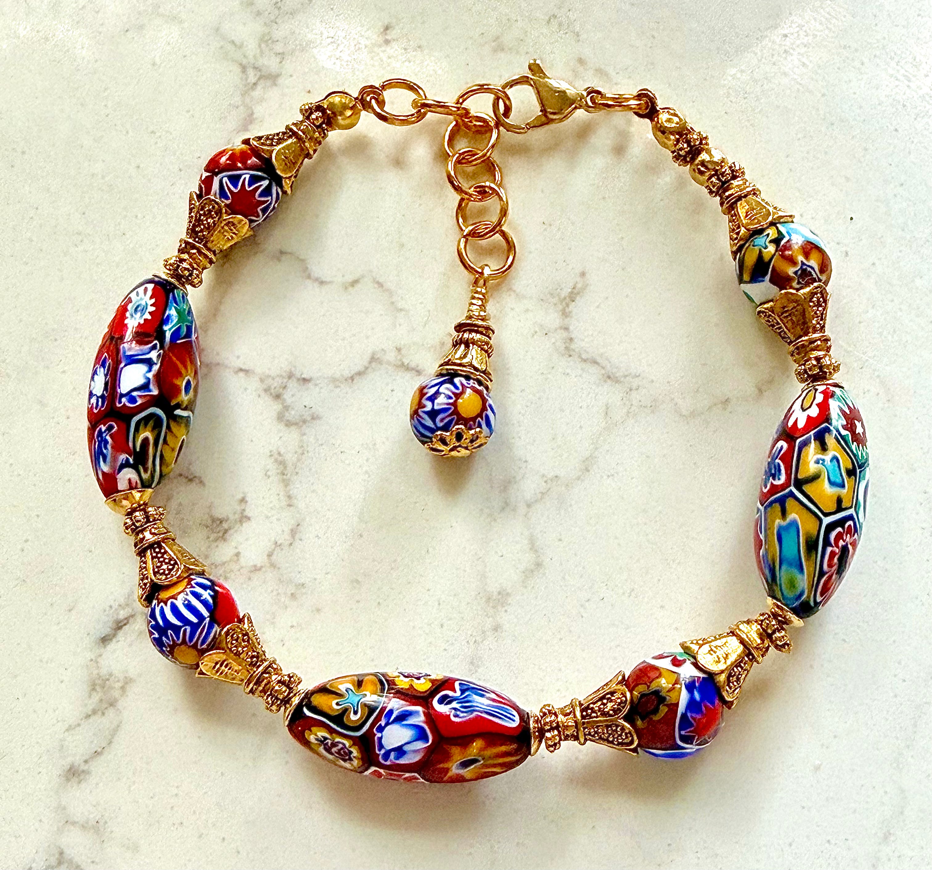 Vintage Ercole Moretti Ovals Beaded Bracelet-One Of a Kind