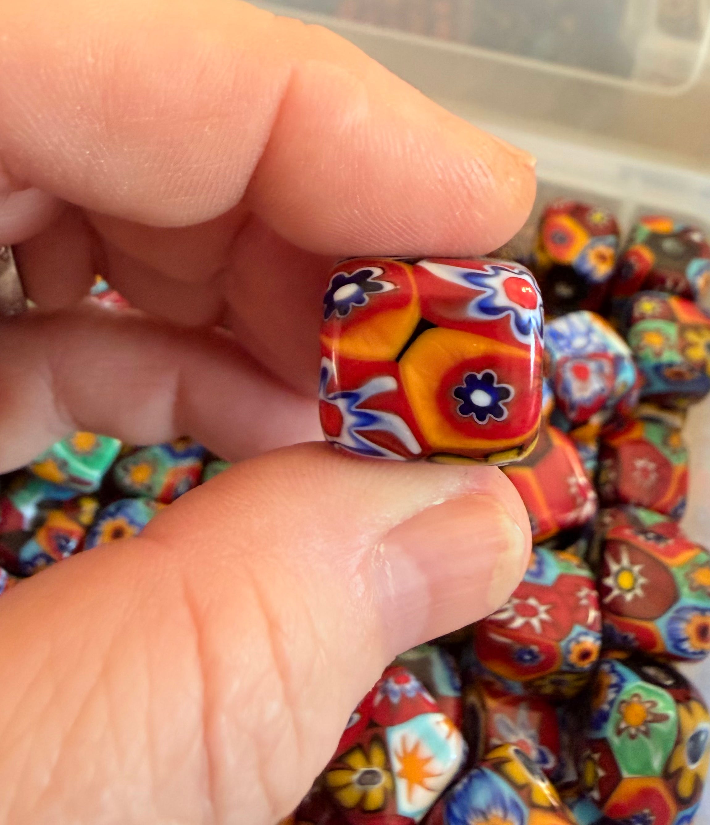 RARE Ercole Moretti Chunky Cube Millefiori Bead