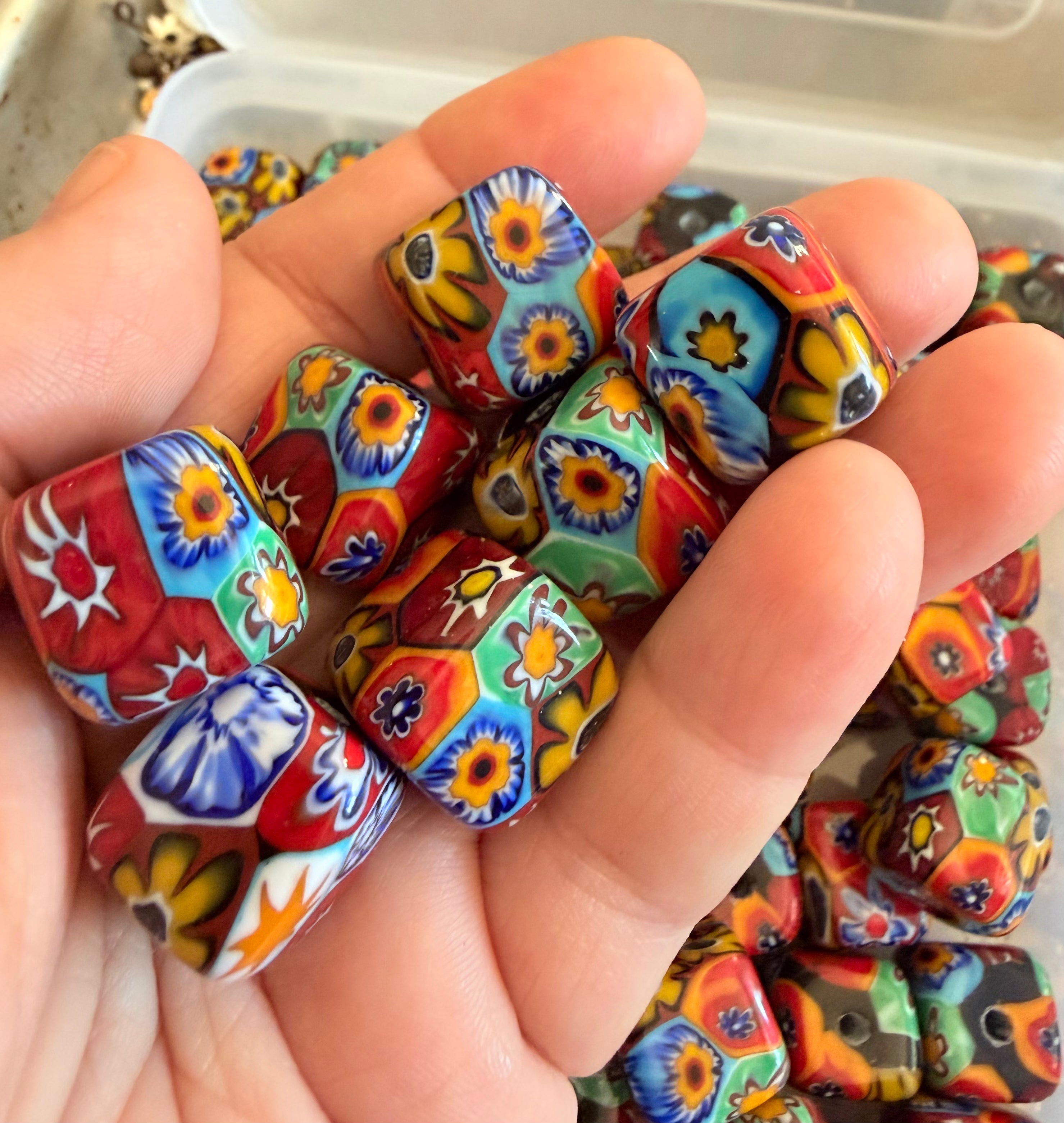 RARE Ercole Moretti Chunky Cube Millefiori Bead
