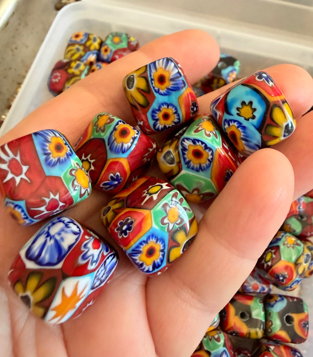 RARE Ercole Moretti Chunky Cube Millefiori Bead
