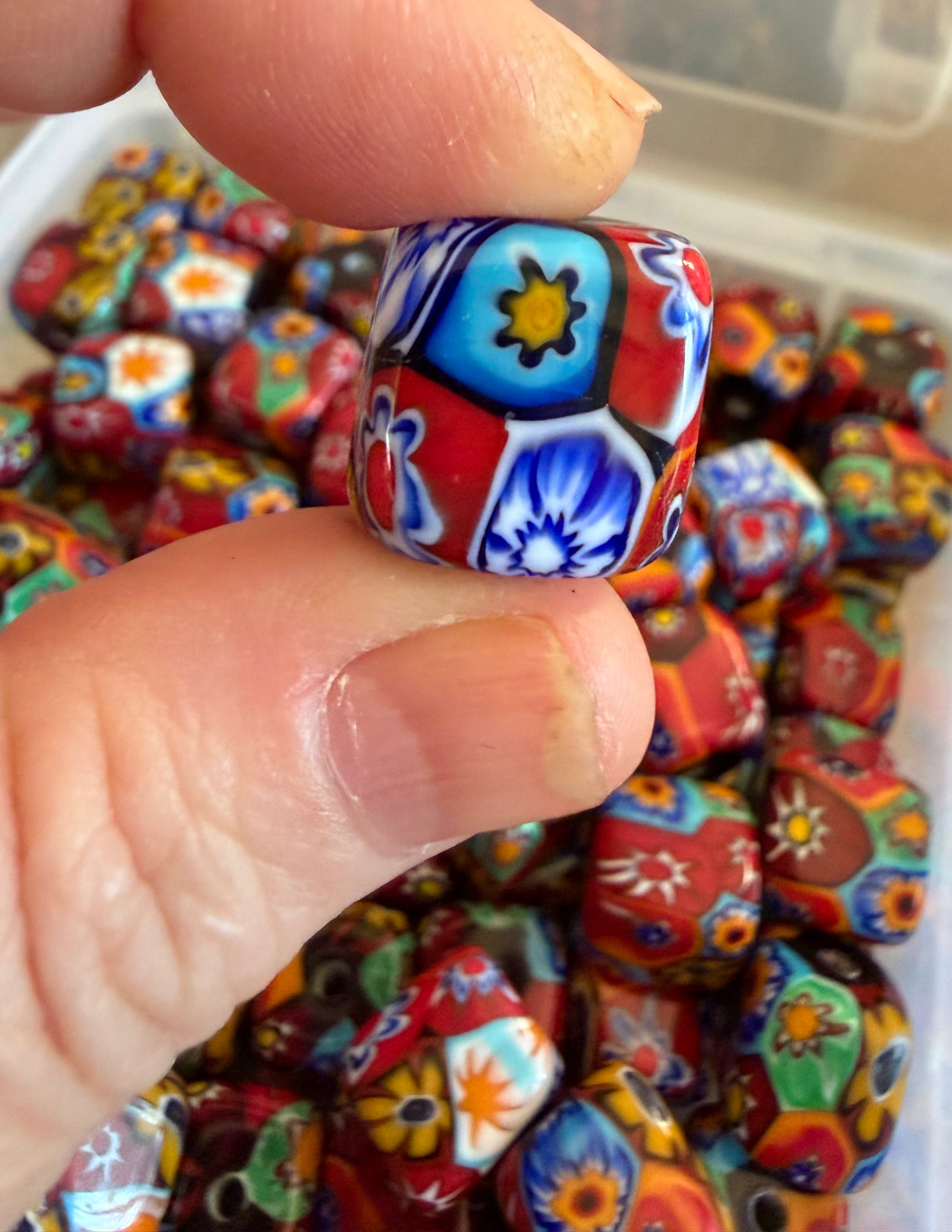 RARE Ercole Moretti Chunky Cube Millefiori Bead