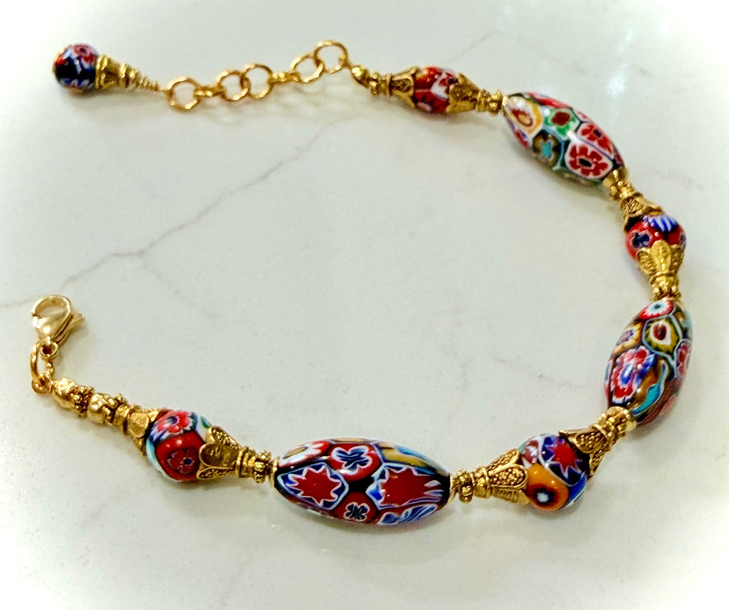 Vintage Ercole Moretti Ovals Beaded Bracelet-One Of a Kind