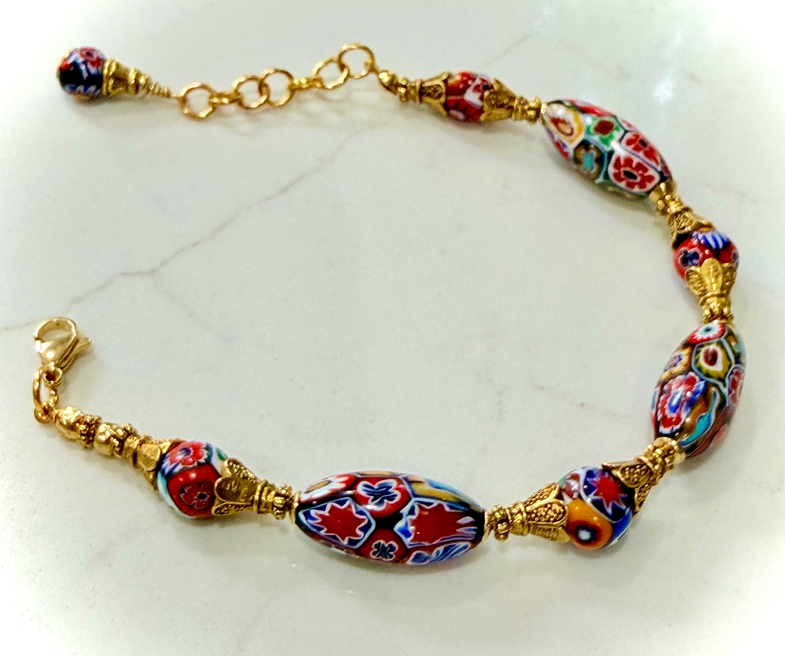 Vintage Ercole Moretti Ovals Beaded Bracelet-One Of a Kind