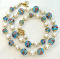 Rosario Leonardi Vintage Fancy Wedding Cake Beads & White Freshwater Pearl Necklace